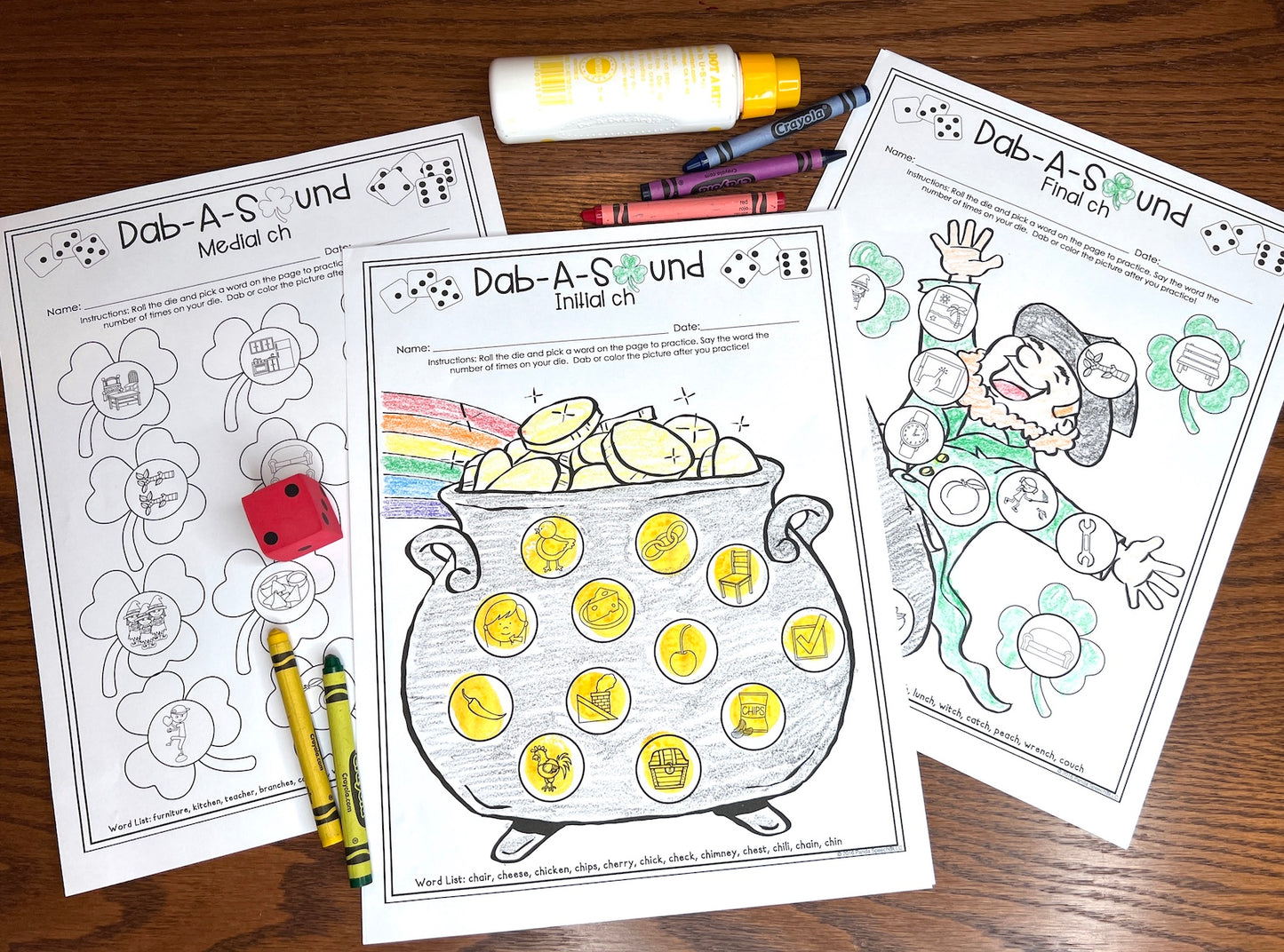 Dab a Sound St. Patrick's Day Edition ~ Print & Go for Articulation Speech Therapy