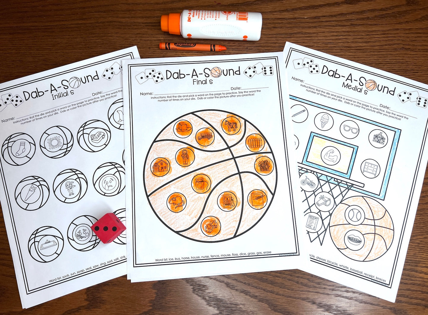 Dab a Sound Basketball Edition ~ Print & Go for Articulation Speech Therapy
