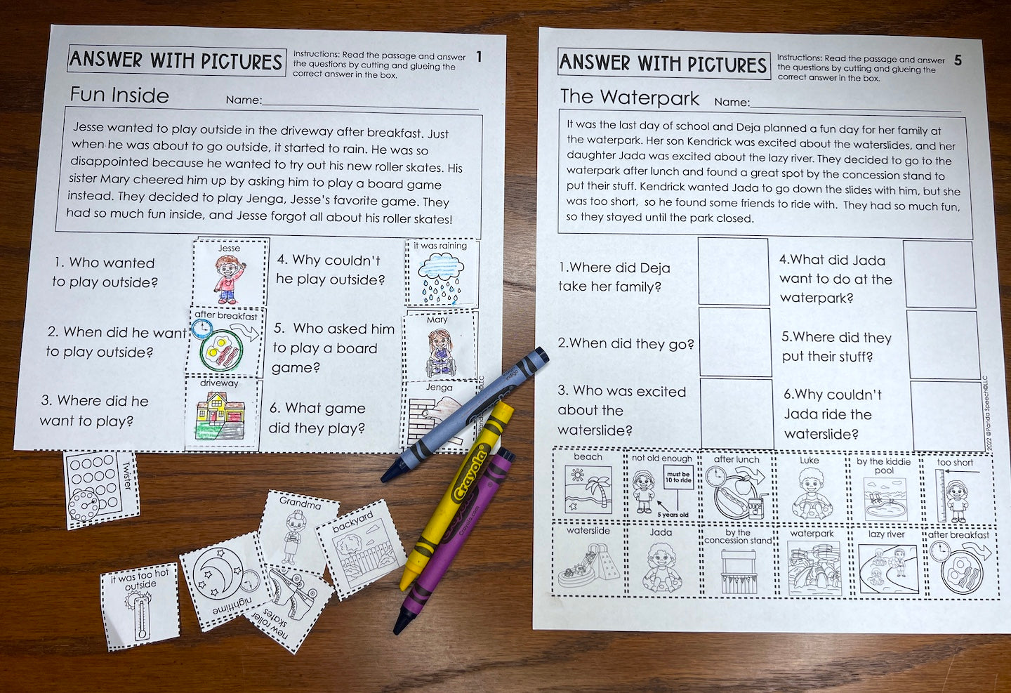 Answer with Pictures ~ Print & Go for WH Questions