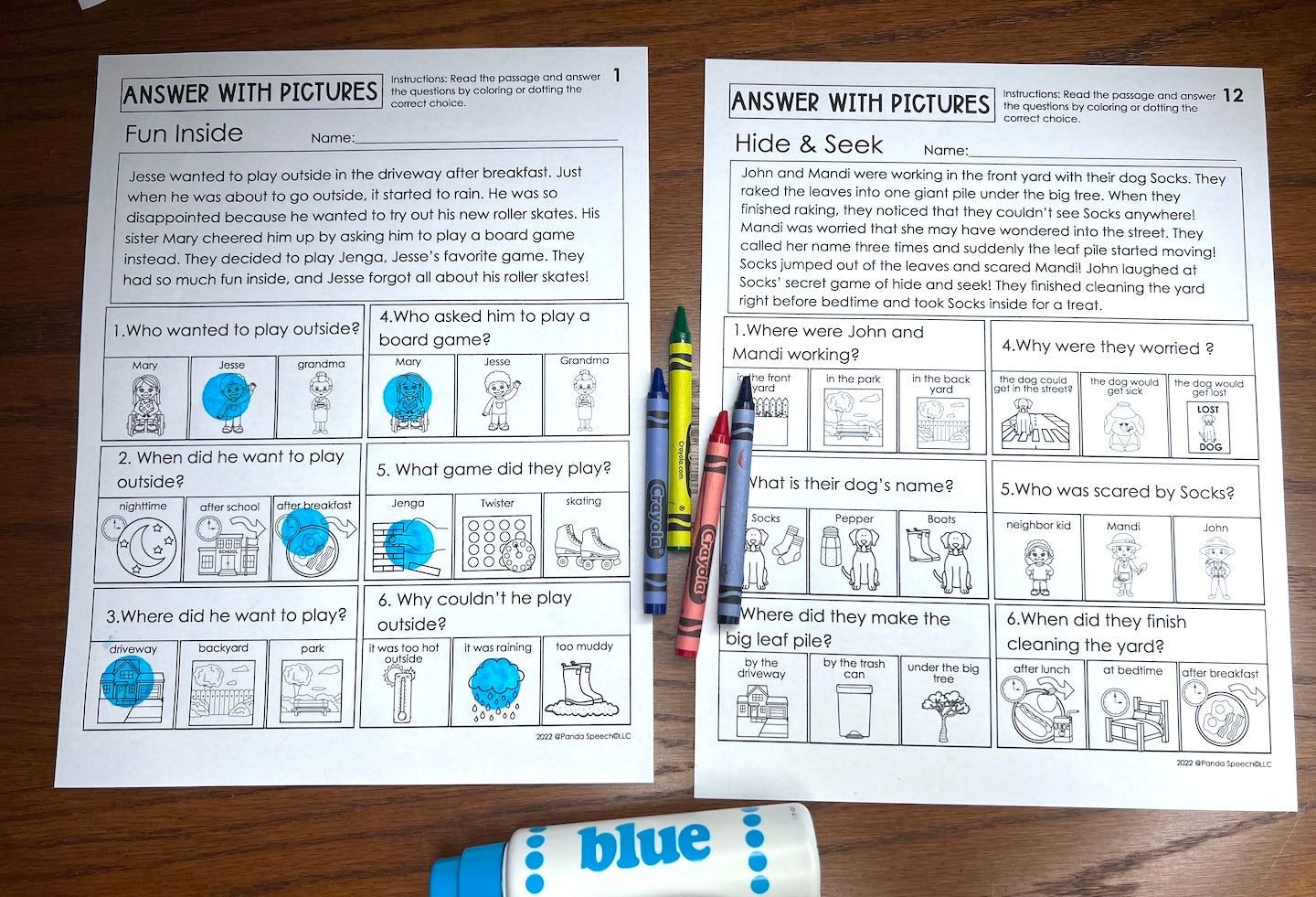 Answer with Pictures ~ Print & Go for WH Questions