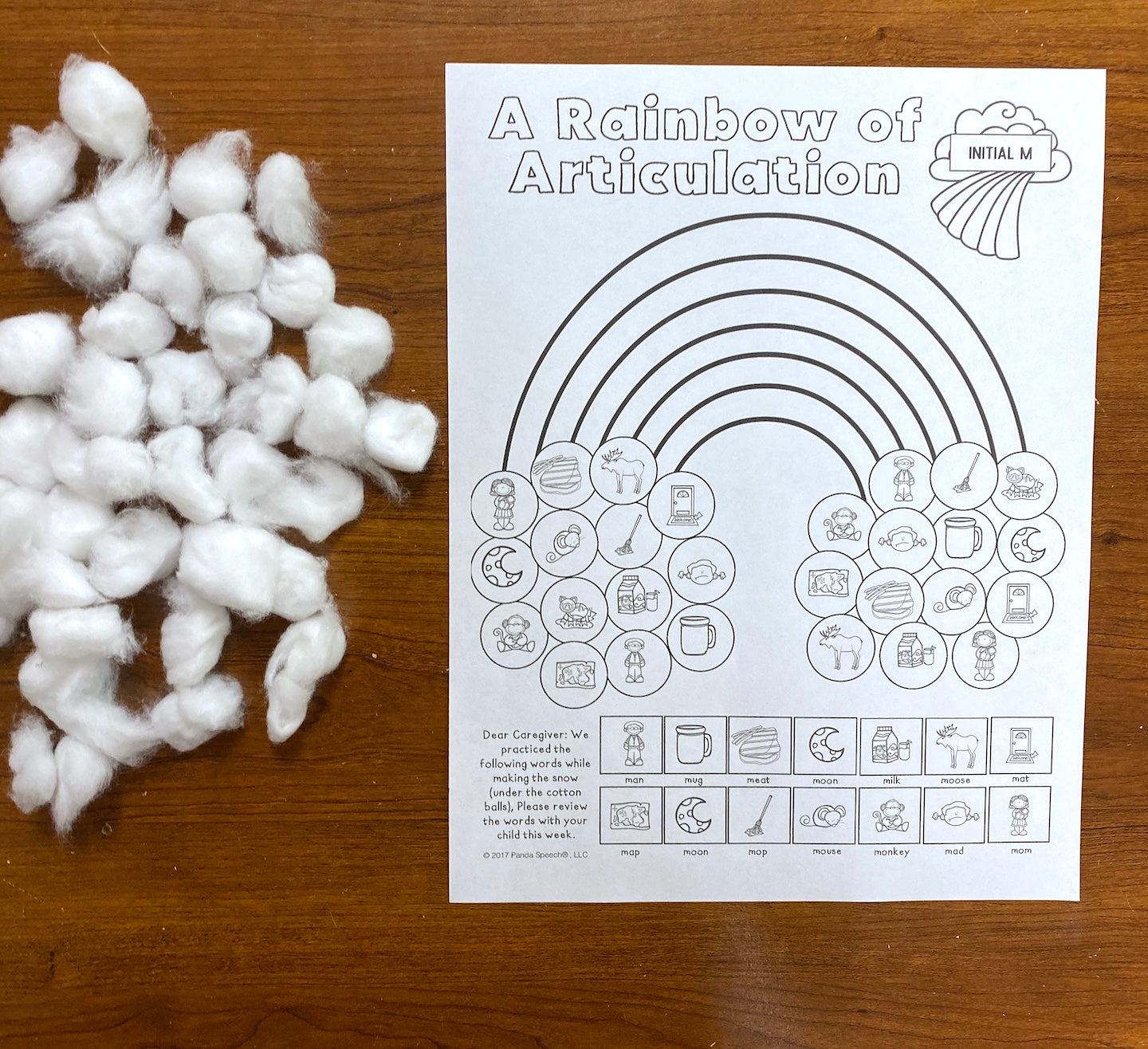 A Rainbow of Articulation and Language! Speech Therapy Cotton Ball craft