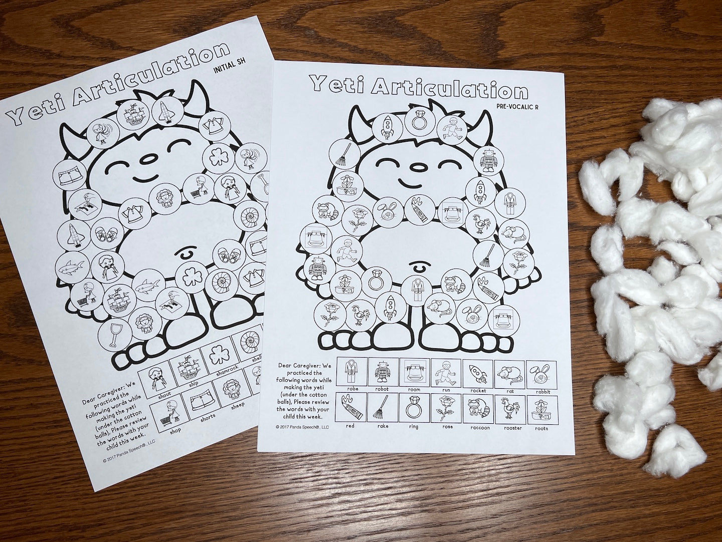 Yeti Articulation and Language! Speech Therapy Cotton Ball craft