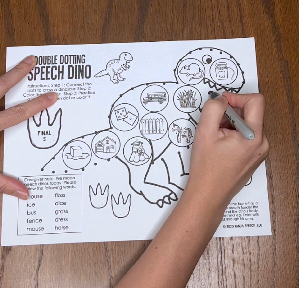 Double Dotting Speech Dinosaur ~ A Speech Therapy Art Activity