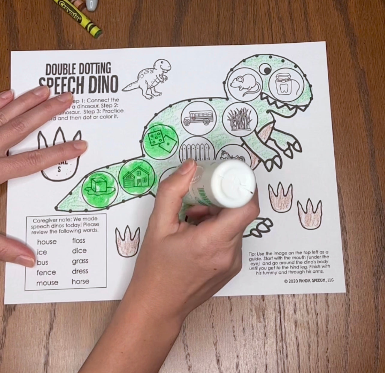 Double Dotting Speech Dinosaur ~ A Speech Therapy Art Activity
