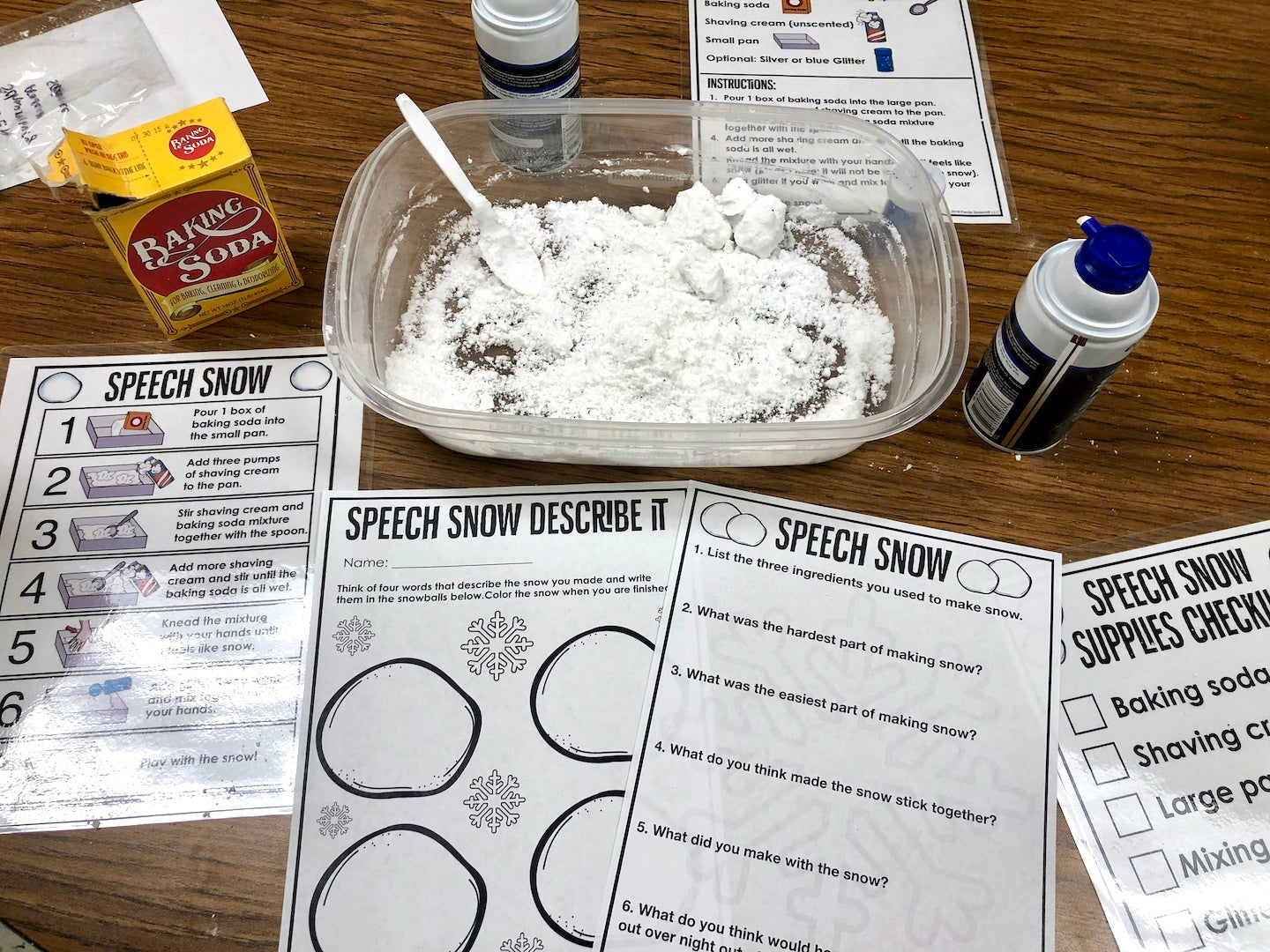 Speech Snow! Speech Therapy Science Experiment Visuals and Worksheets