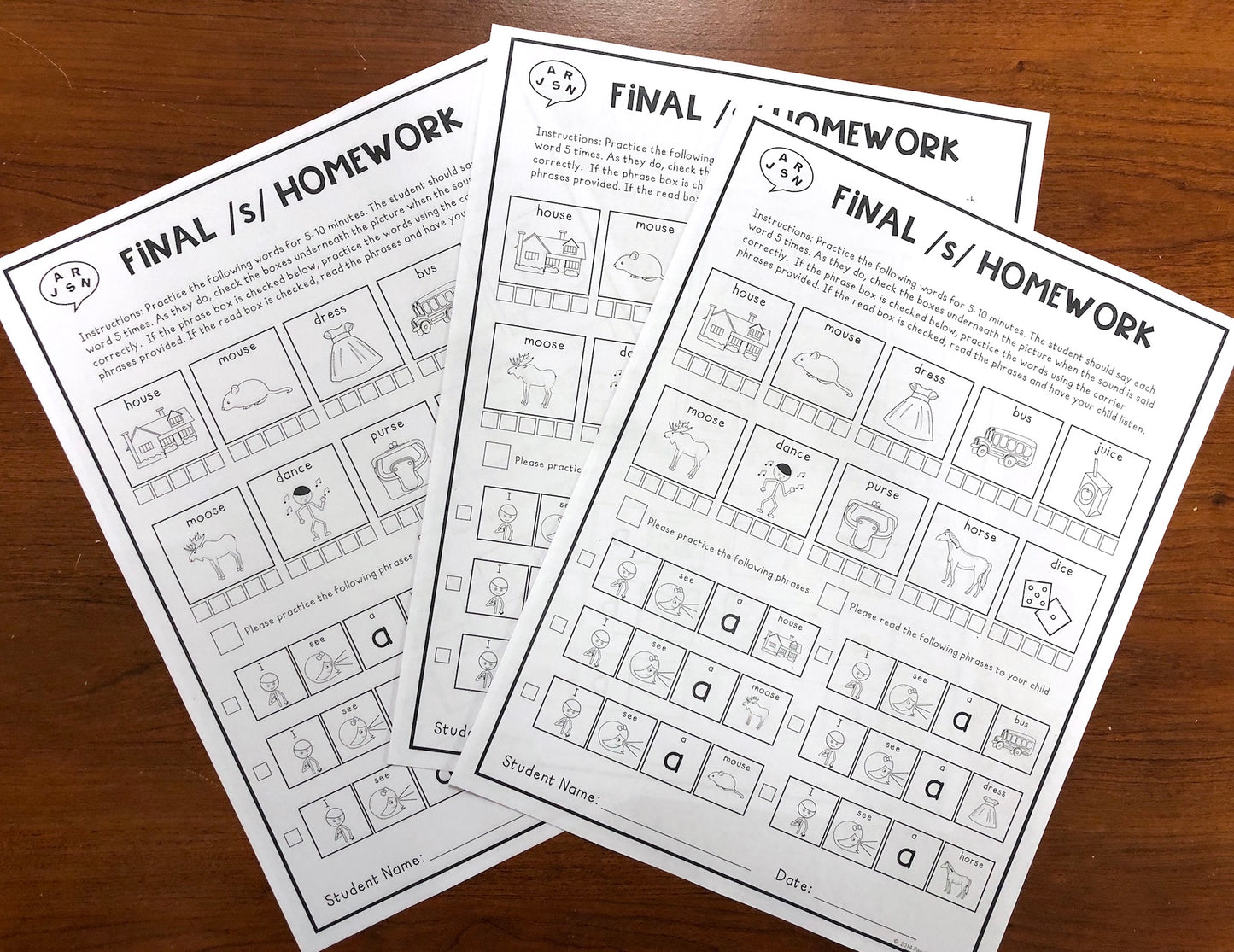 Articulation Homework Later Sounds: Words & Phrases + BOOM Cards