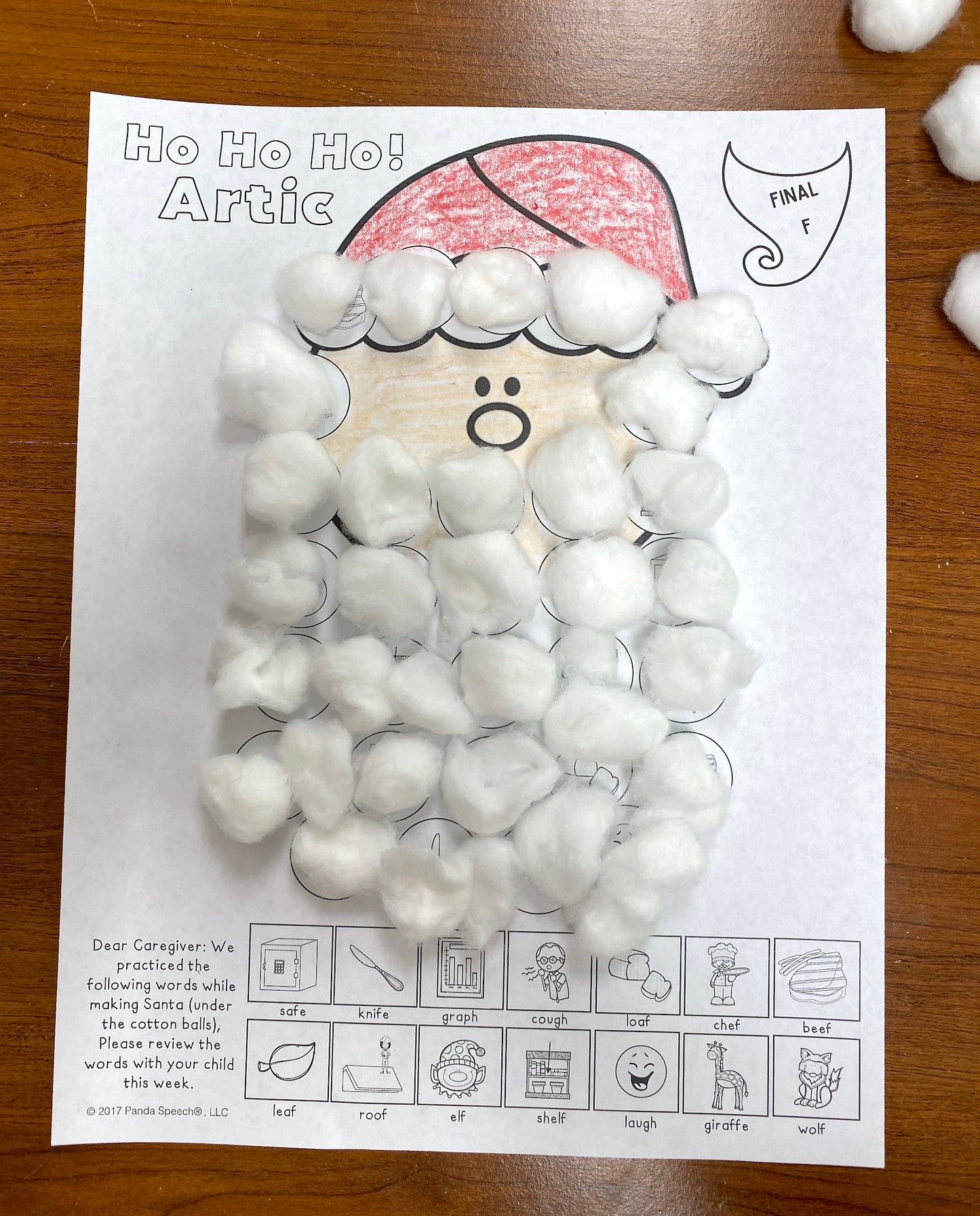 Ho Ho Ho! Articulation and Language! Speech Therapy Cotton Ball craft