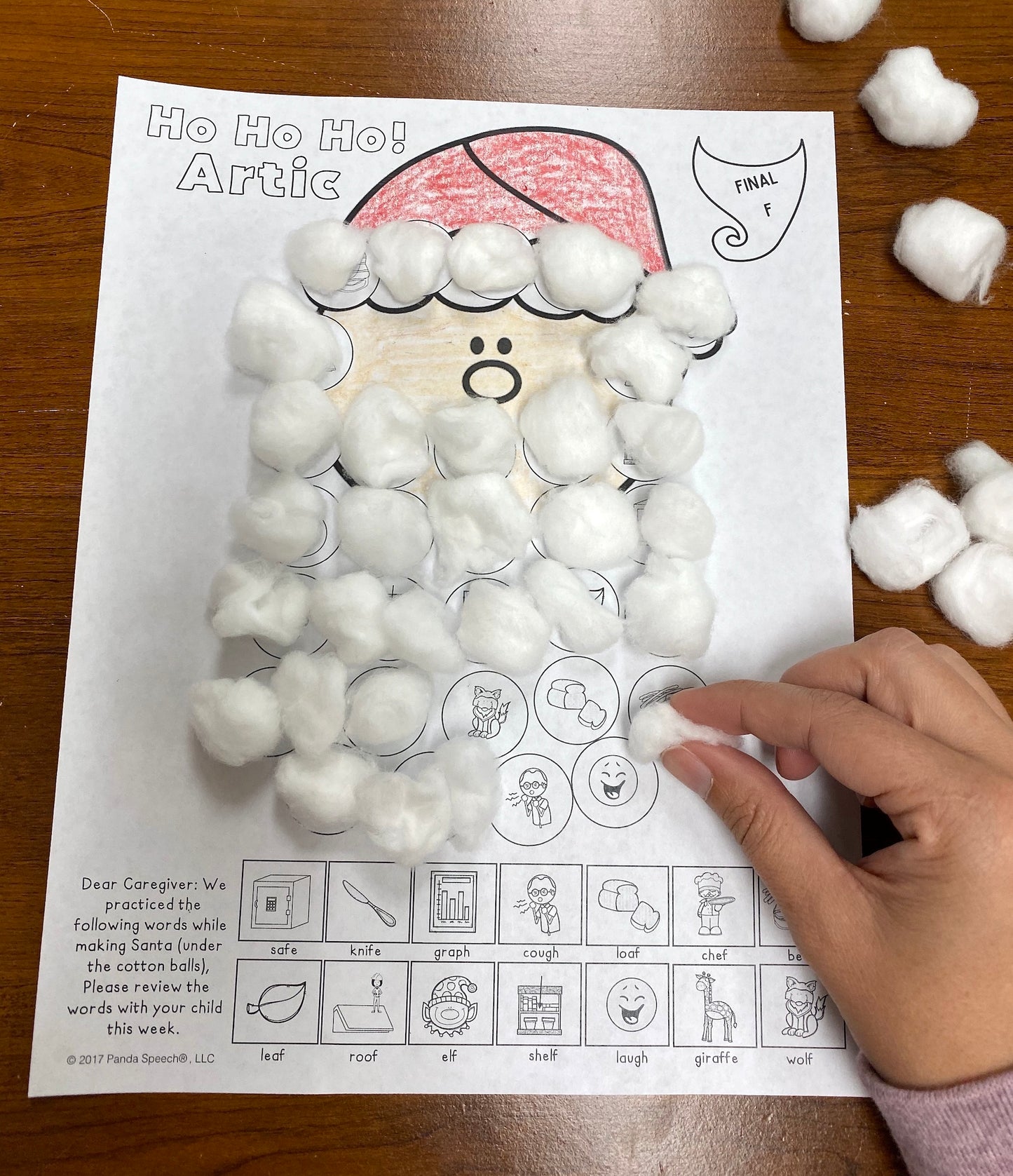Ho Ho Ho! Articulation and Language! Speech Therapy Cotton Ball craft
