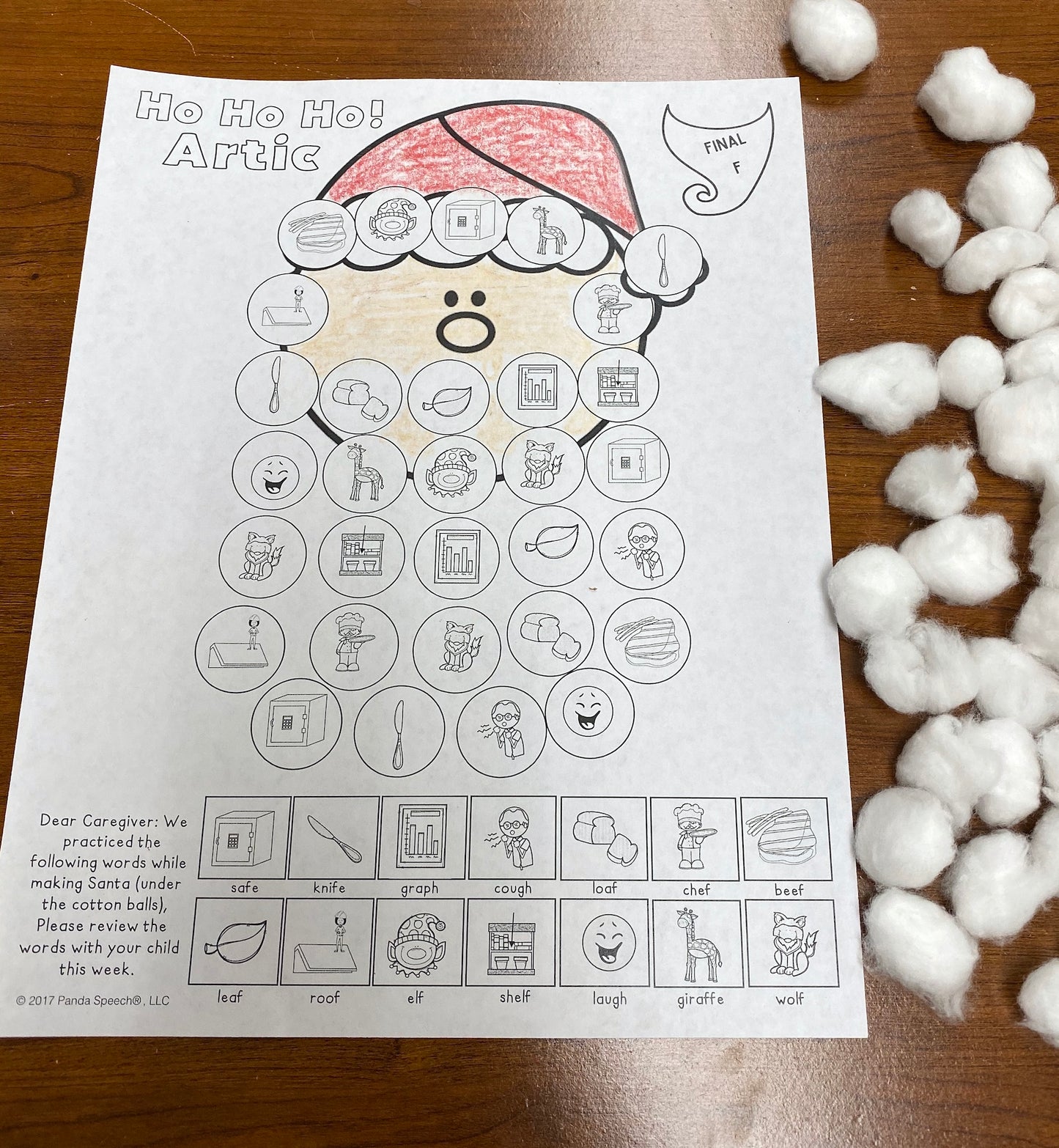 Ho Ho Ho! Articulation and Language! Speech Therapy Cotton Ball craft