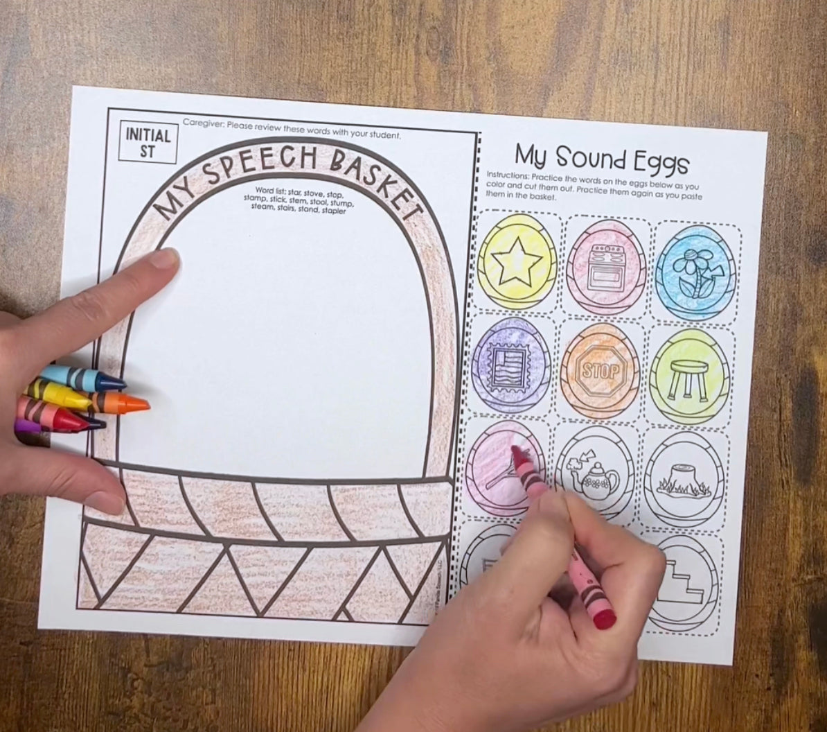 My Speech Easter  Basket ~  One Page Speech and Language Craft