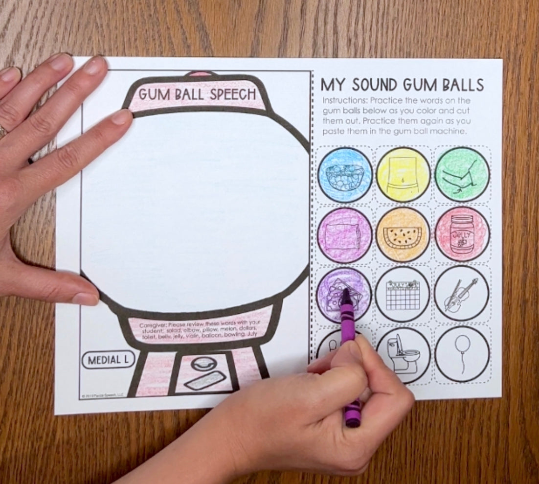 Gum Ball Speech ~ One Page Articulation & Language Craft