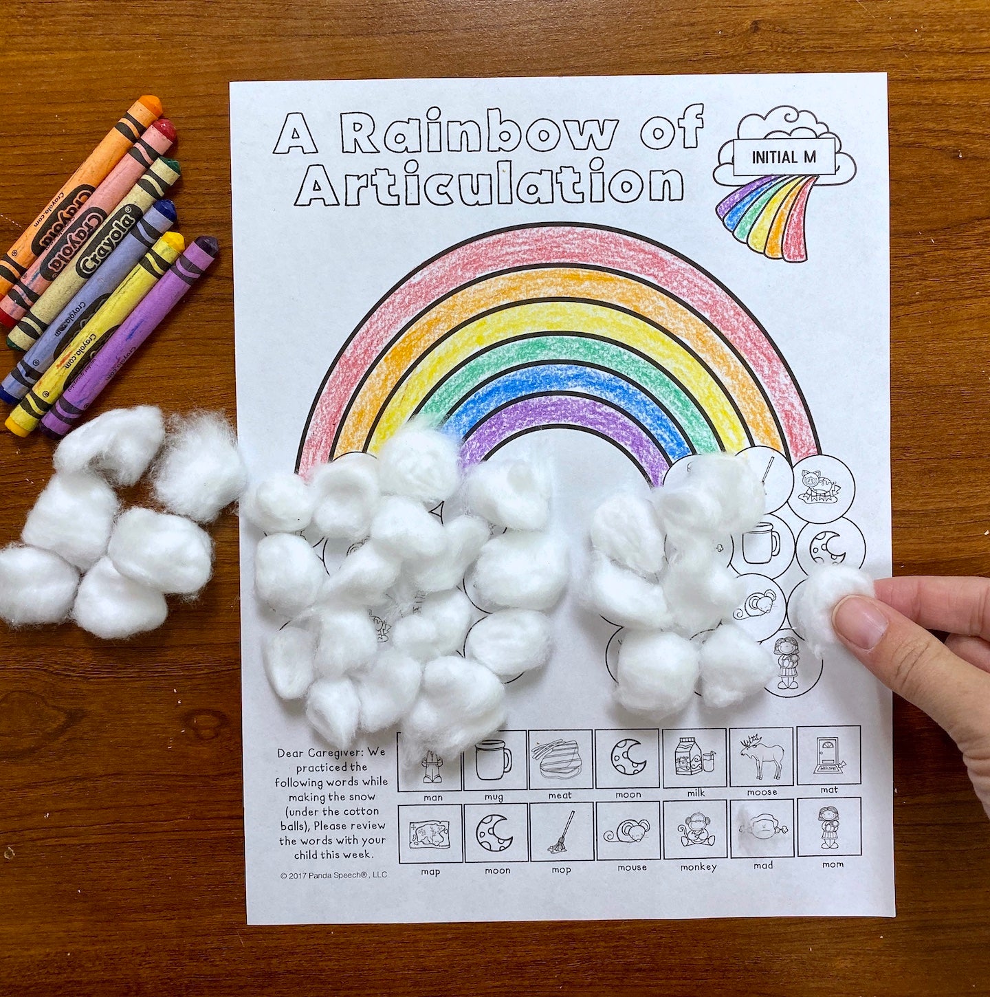 A Rainbow of Articulation and Language! Speech Therapy Cotton Ball craft
