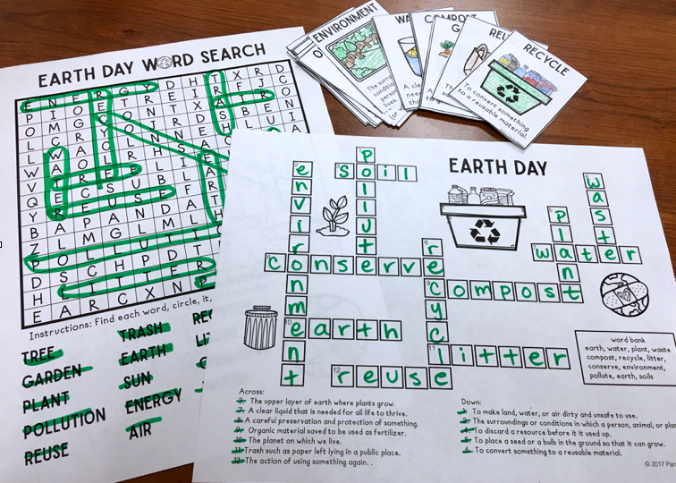 Earth day Vocabulary No-Print Unit ~ Print & Go