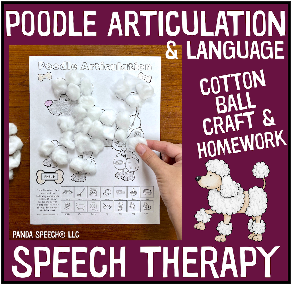 Poodle Articulation and Language! Speech Therapy Cotton Ball craft