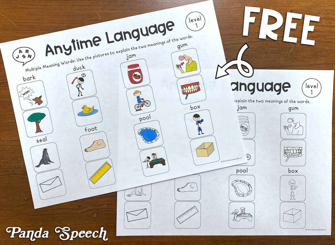 Multiple Meaning Words  ~ Print & Go FREEBIE