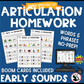 Articulation Homework Early Sounds: Words & Phrases + BOOM Cards