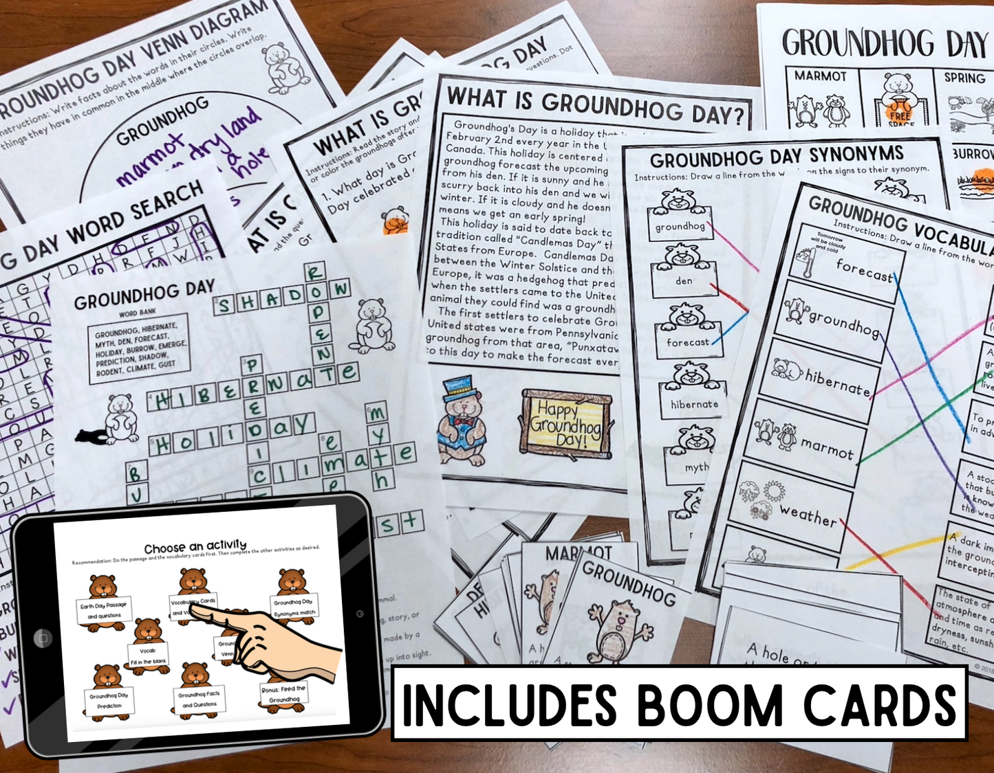 Groundhog day Vocabulary No-Print Unit ~ Print & Go