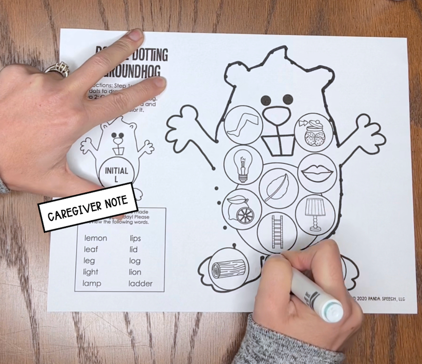 Double Dotting Speech Groundhog ~ A Speech Therapy Art Activity