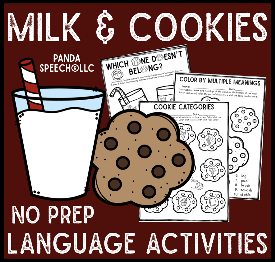 Milk and Cookies No Prep Language Pack (Quick pack!)