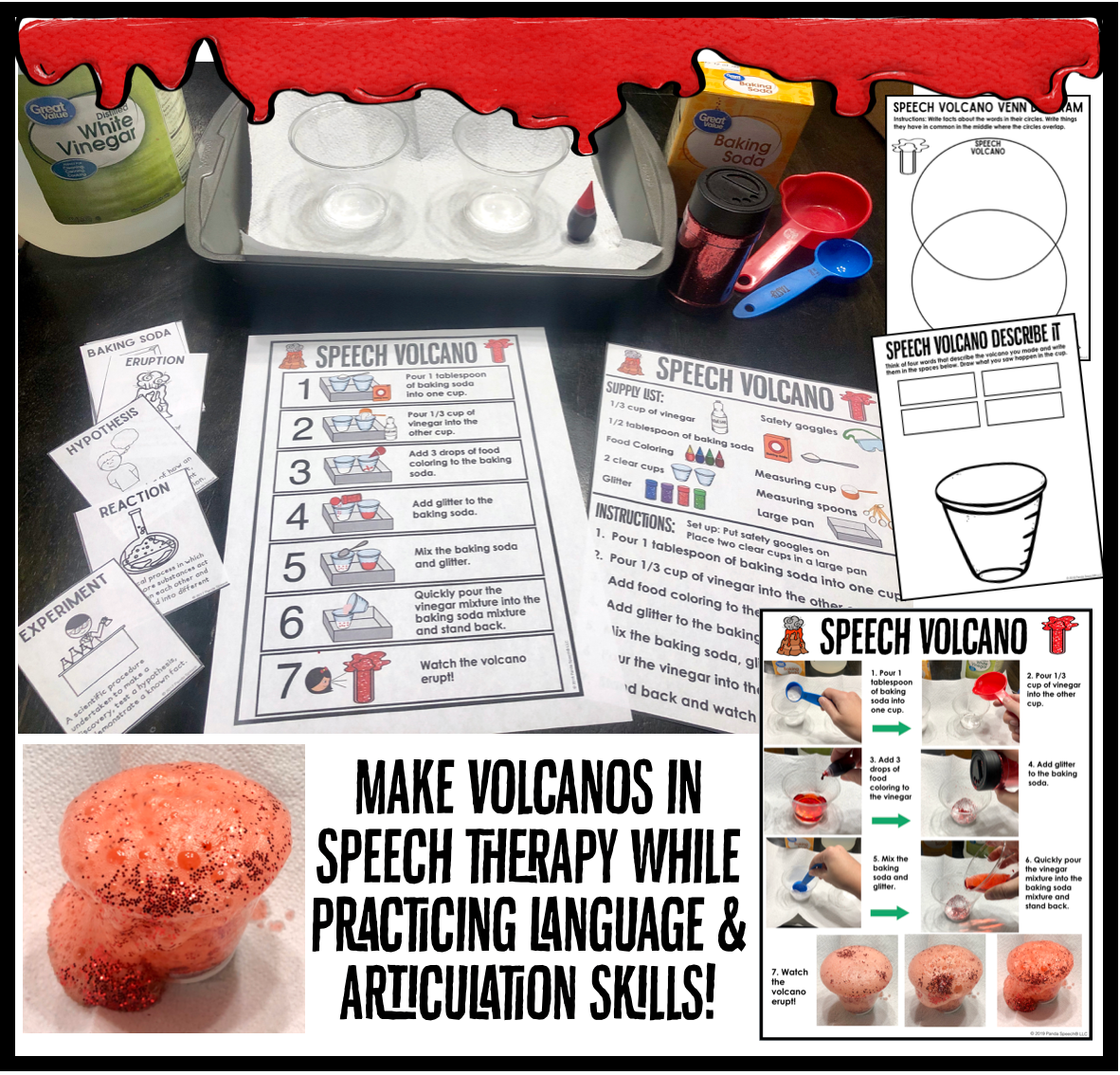 Speech Volcanos! Speech Therapy Science Experiment Visuals and Worksheets