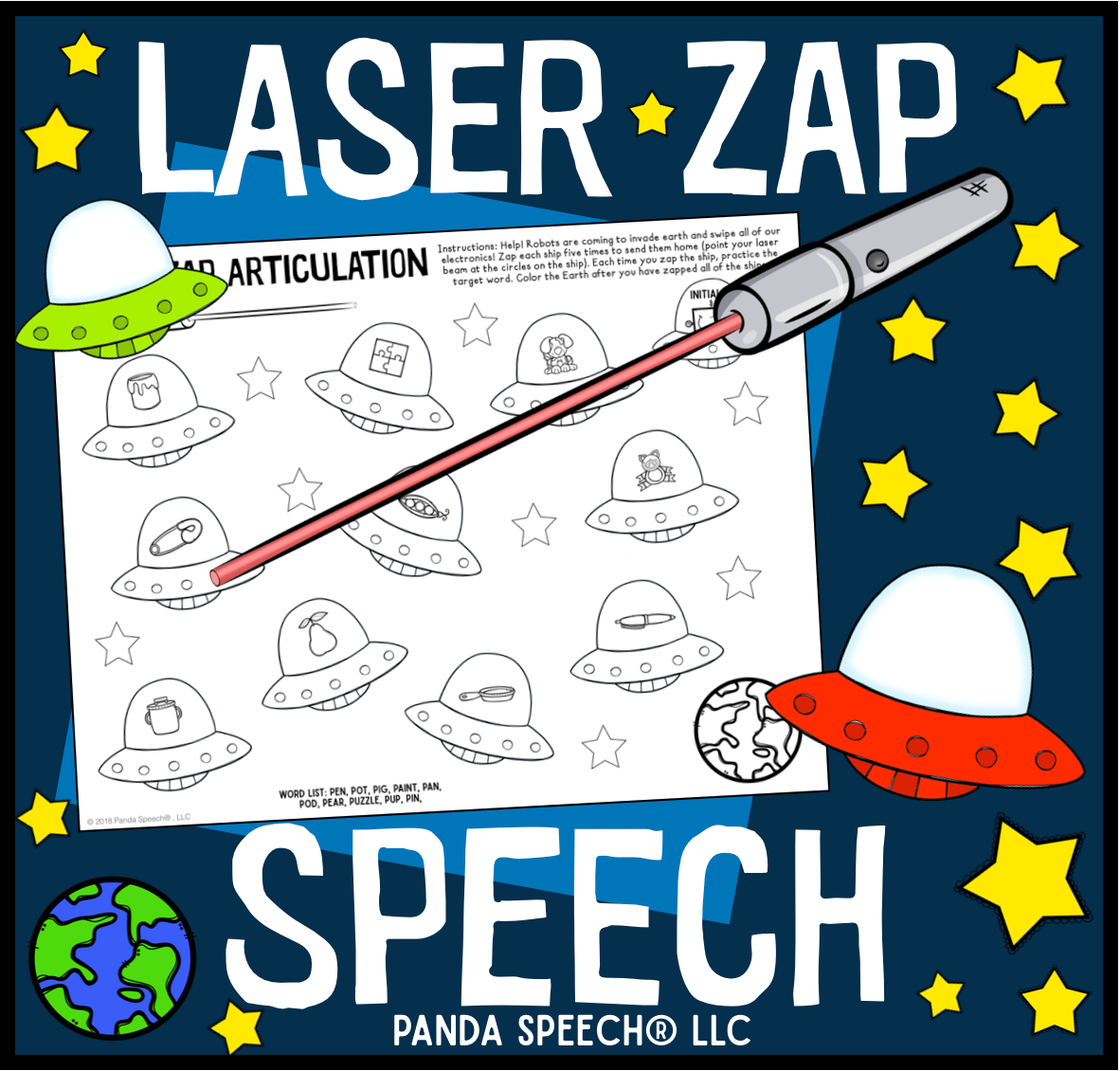 Laser Zap Speech ~ Print & Go for Artic and Language (laser pointers!)