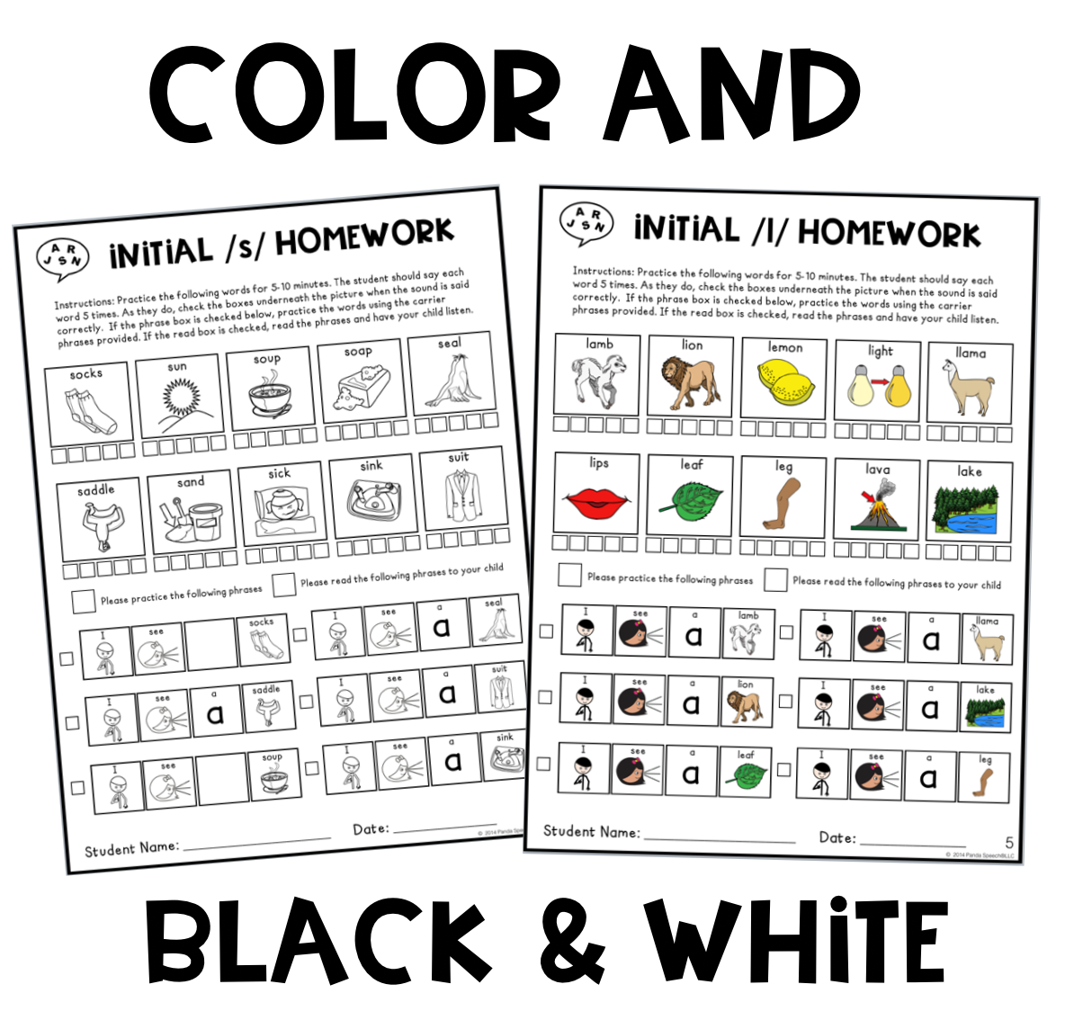 Articulation Homework Later Sounds: Words & Phrases + BOOM Cards