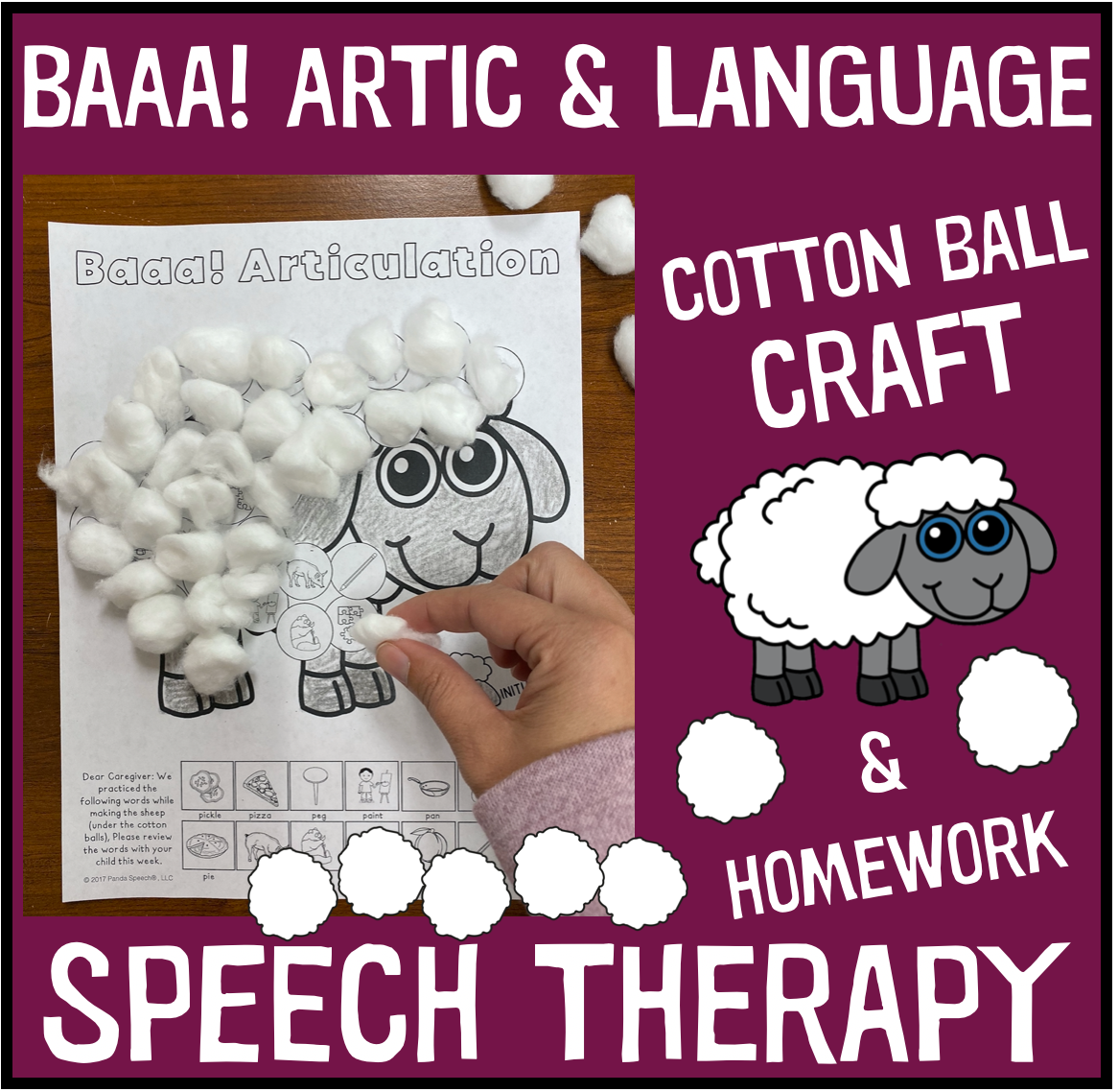Baaa! Articulation and Language! Speech Therapy Cotton Ball craft (Sheep)