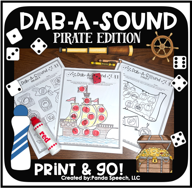 Dab a Sound Pirate Edition ~ Print & Go for Articulation SpeechTherapy