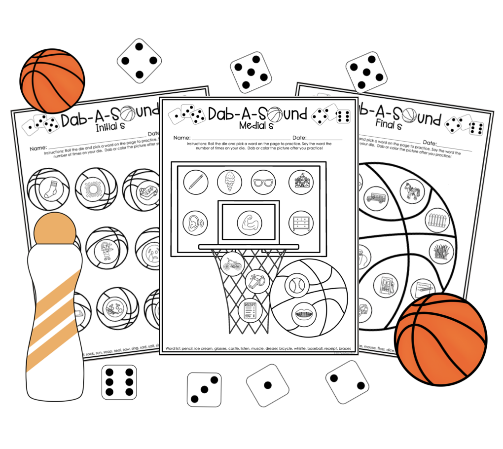 Dab a Sound Basketball Edition ~ Print & Go for Articulation Speech Therapy