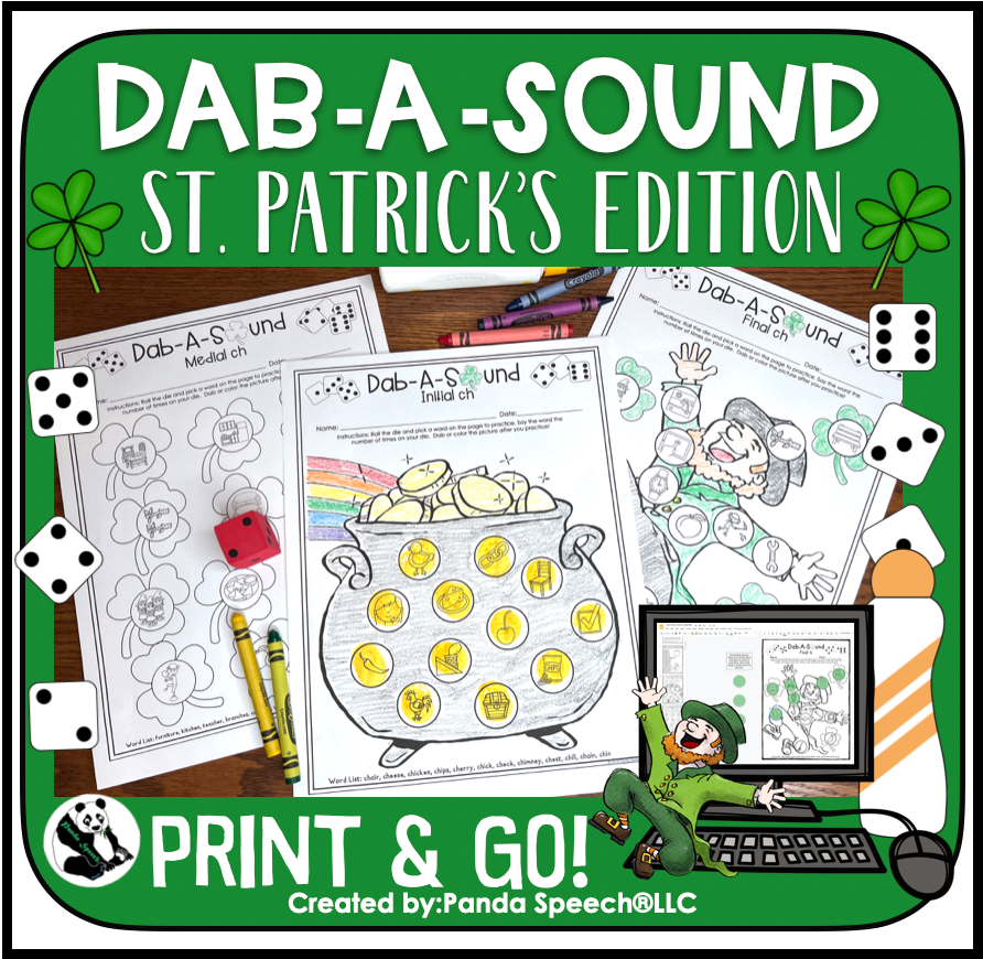 Dab a Sound St. Patrick's Day Edition ~ Print & Go for Articulation Speech Therapy