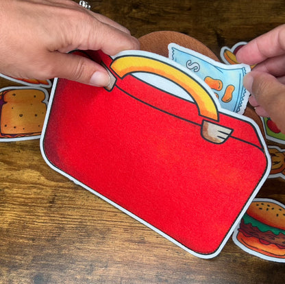 Felt Story Companion Set for Jenna's Lunch~ Felt lunchbox and food items (from book)