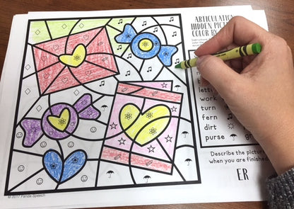 Color by Symbol Hidden Pictures - Valentines ~ A Speech Therapy Articulation Activity
