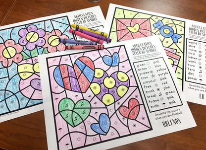 Color by Symbol Hidden Pictures - Valentines ~ A Speech Therapy Articulation Activity