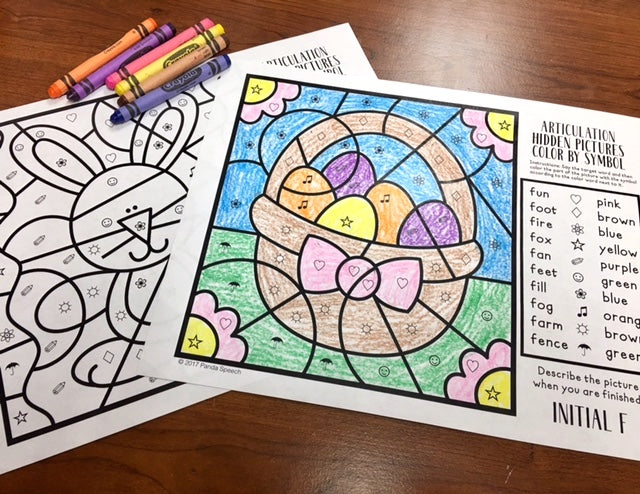 Color by Symbol Hidden Pictures - Easter ~ A Speech Therapy Articulation Activity