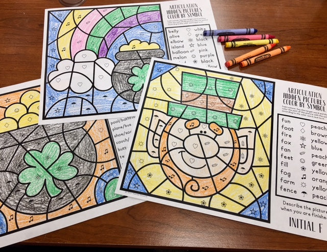 Color by Symbol Hidden Pictures - St. Patrick's ~ A Speech Therapy Activity (Articulation and Language)