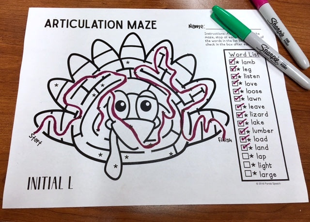 Thankful Articulation Mazes ~ No Prep Speech Therapy