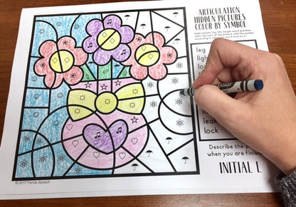 Color by Symbol Hidden Pictures - Valentines ~ A Speech Therapy Articulation Activity