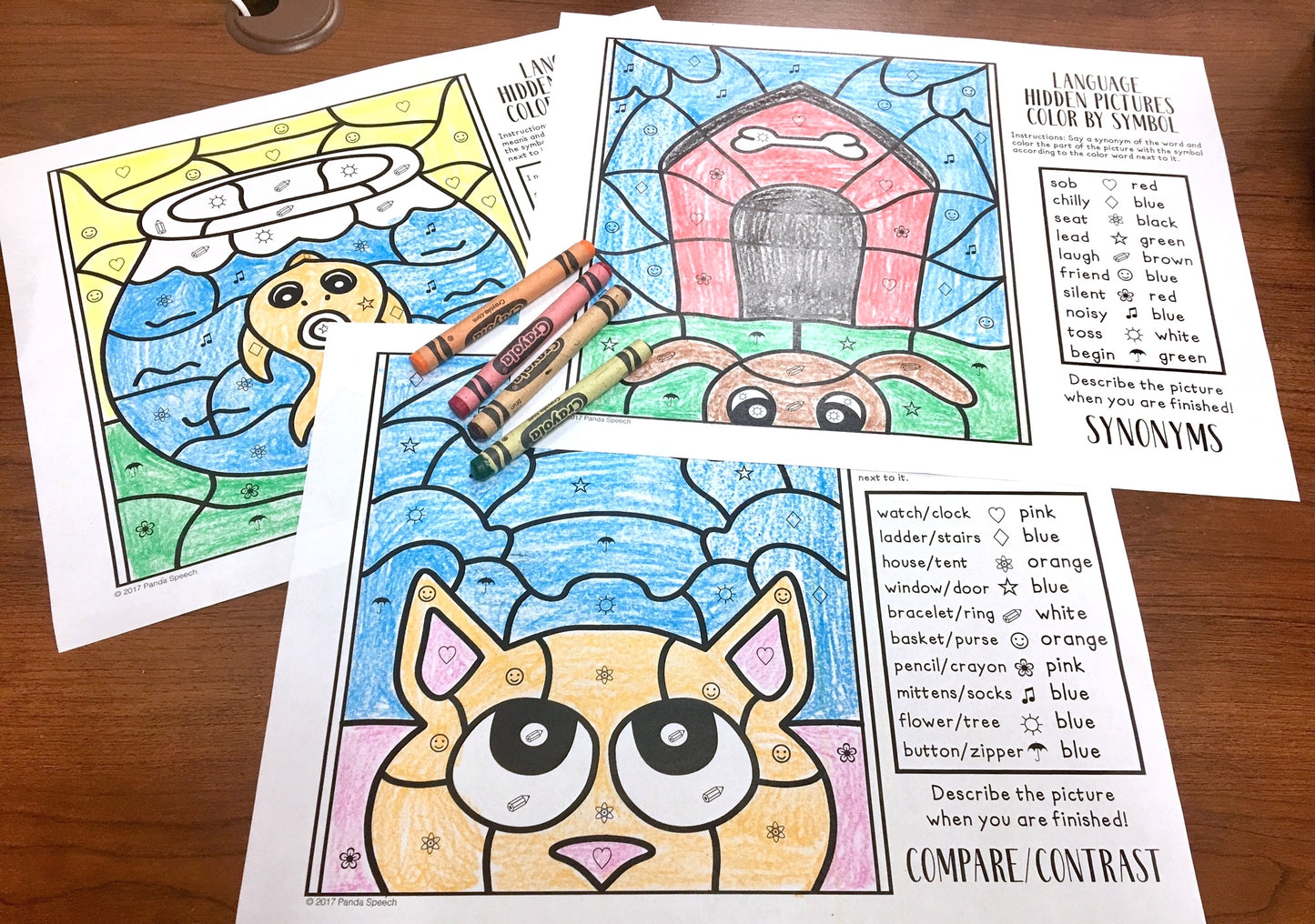 Color by Symbol Hidden Pictures PETS!~ Print & Go Coloring Pages for Speech Therapy (ARTICULATION & LANGUAGE)