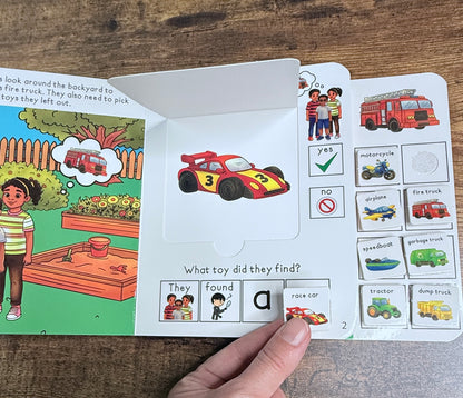 NEW The Missing Fire Truck ~  Lift-a-Flap Board Book + downloadable extras