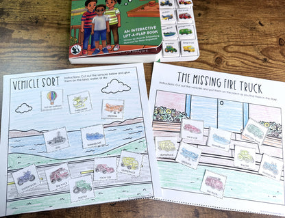 NEW The Missing Fire Truck ~  Lift-a-Flap Board Book + downloadable extras
