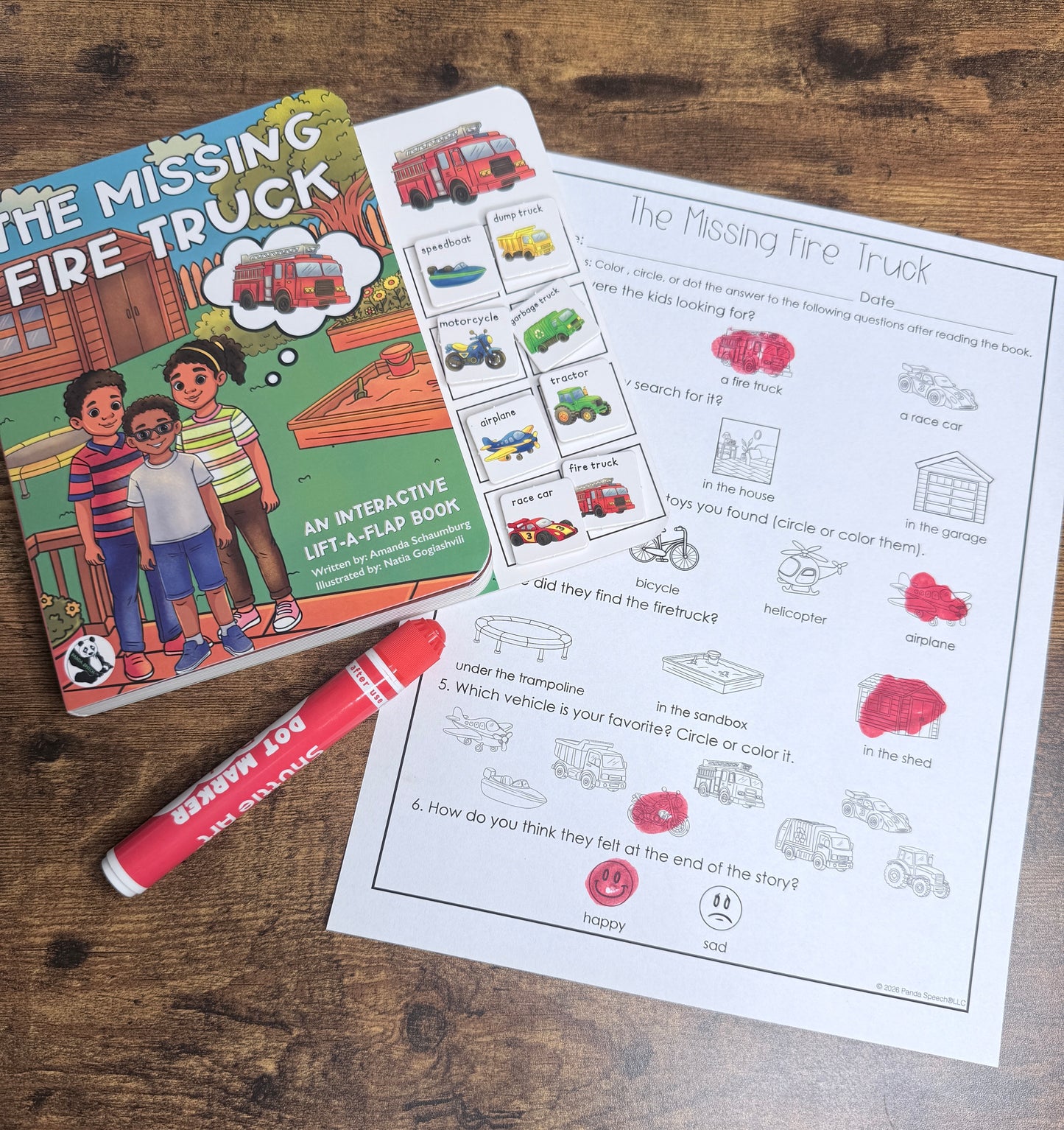 NEW The Missing Fire Truck ~  Lift-a-Flap Board Book + downloadable extras
