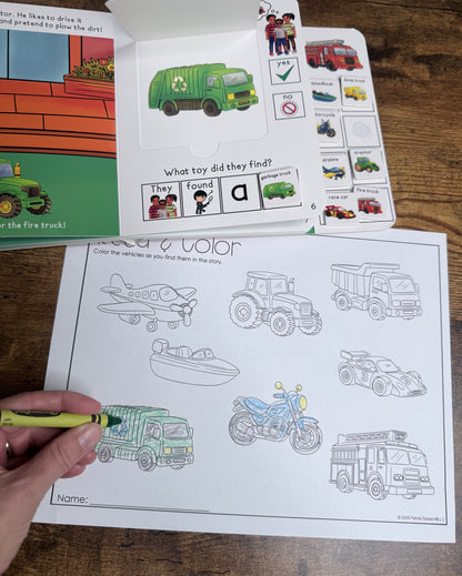 NEW The Missing Fire Truck ~  Lift-a-Flap Board Book + downloadable extras