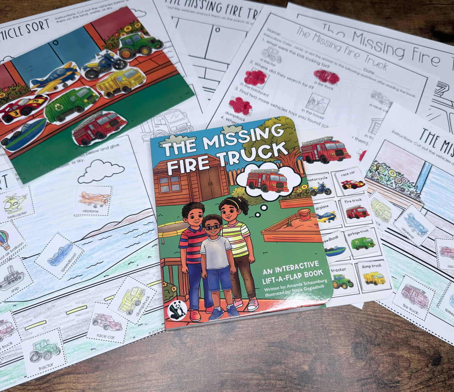NEW The Missing Fire Truck ~  Lift-a-Flap Board Book + downloadable extras