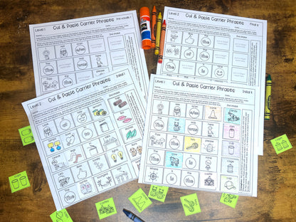 Carrier Phrase Cut & Paste for Articulation 2 levels ~ Print & Go