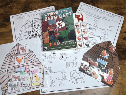 Where is the Barn Cat? ~  Lift-a-Flap Board Book + downloadable extras (FARM Theme)