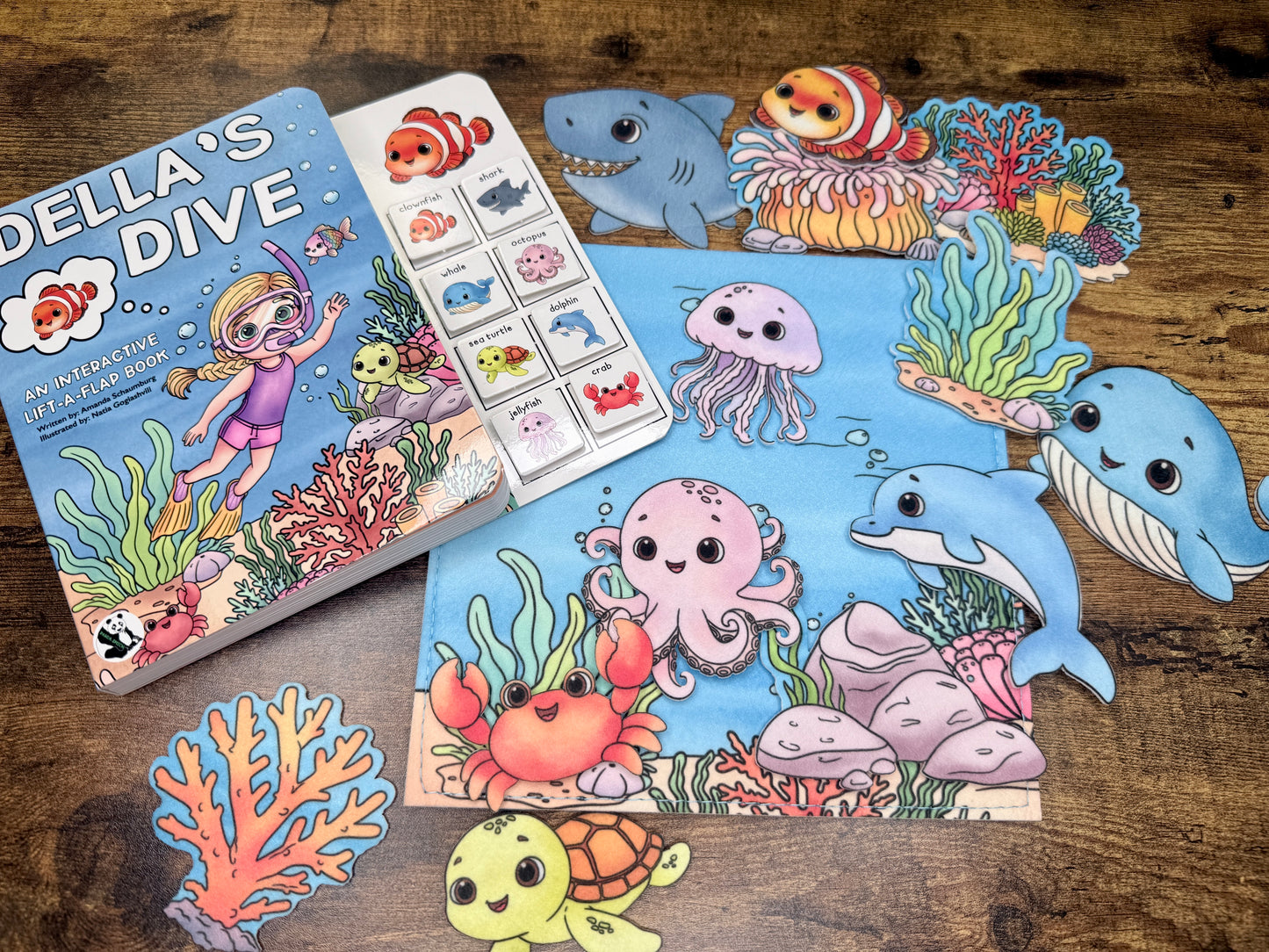 Felt Story Companion Set for Della's Dive Book~ Felt ocean scene and ocean animals