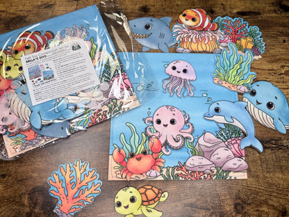 Felt Story Companion Set for Della's Dive Book~ Felt ocean scene and ocean animals
