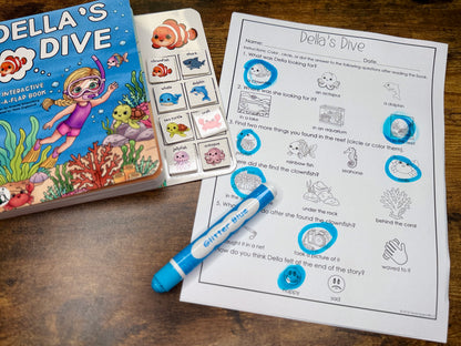 PRE-LAUNCH 8/2/2026 10am CST ! Della's Dive  Lift-a-Flap Board Book + downloadable extras