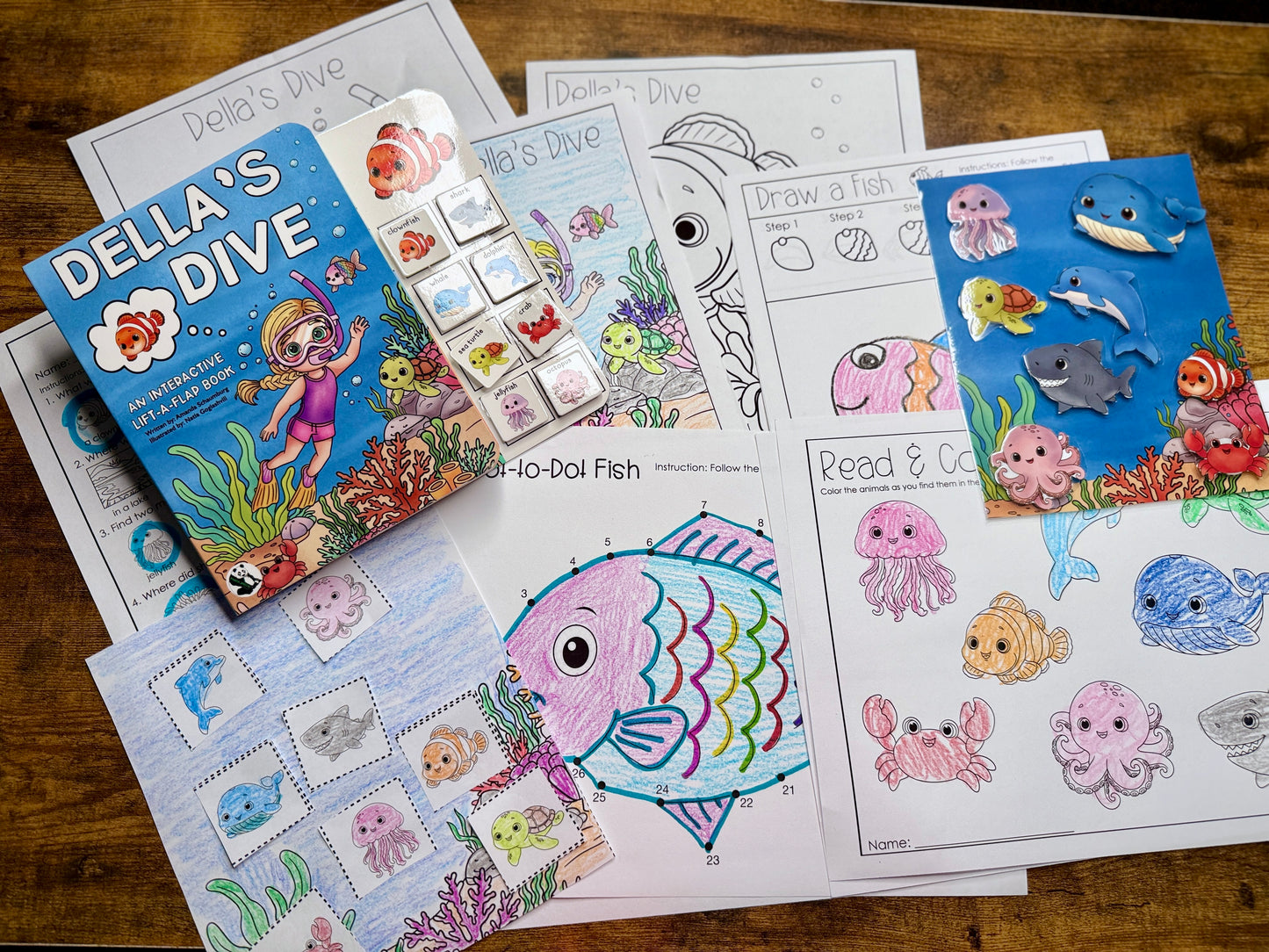 PRE-LAUNCH 8/2/2026 10am CST ! Della's Dive  Lift-a-Flap Board Book + downloadable extras
