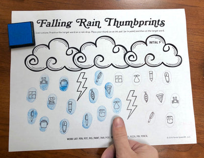 Rainstorm Thumbprints A Speech Therapy Craft Activity ~ Articulation Practice